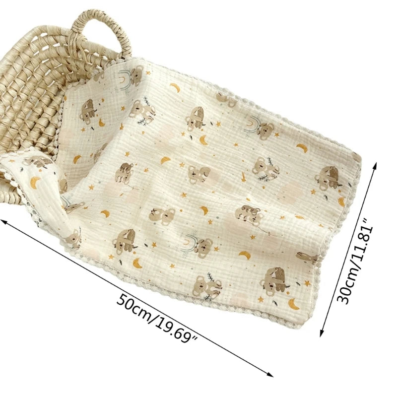 Reusable Absorbent Baby Bibs Soft Breathable Burp Cloth Cotton Newborn Cartoon Print Pillow Cover Case for Boys & Girls
